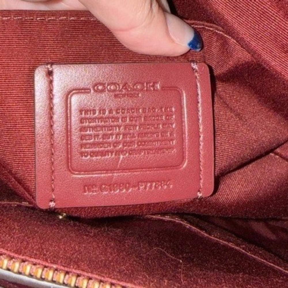 Coach Pebble Leather Satchel Burgundy Gold Hardware Top Handle Crossbody Bag - Picture 6 of 10
